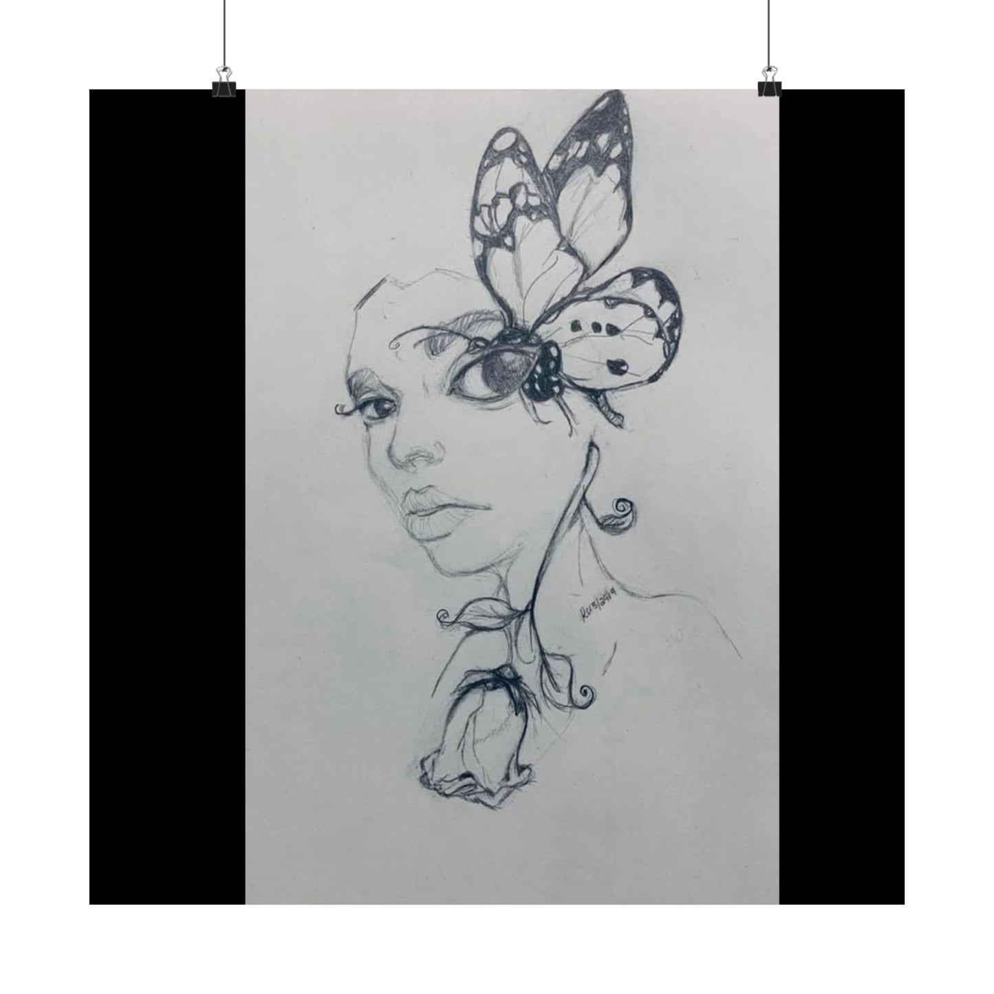 Matte Vertical Posters - Butterfly Rose Girl