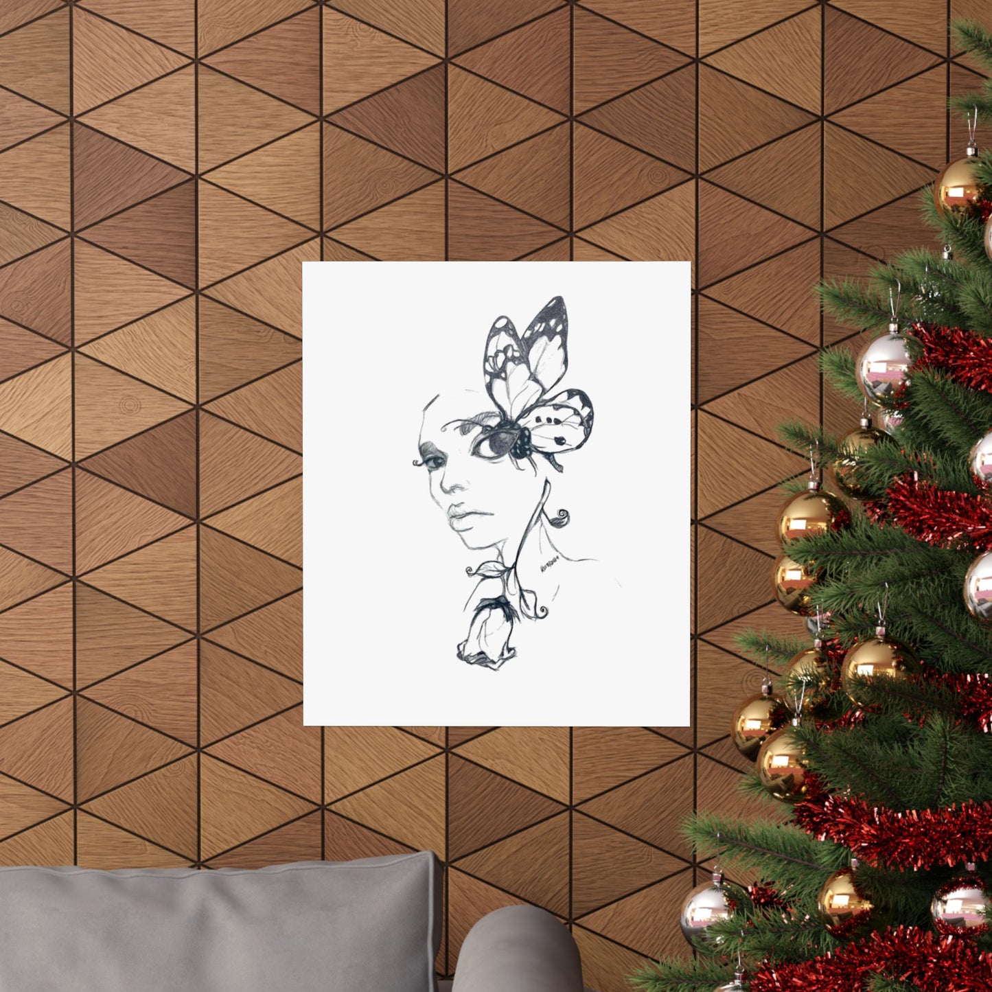 Matte Vertical Posters - Butterfly Rose Girl
