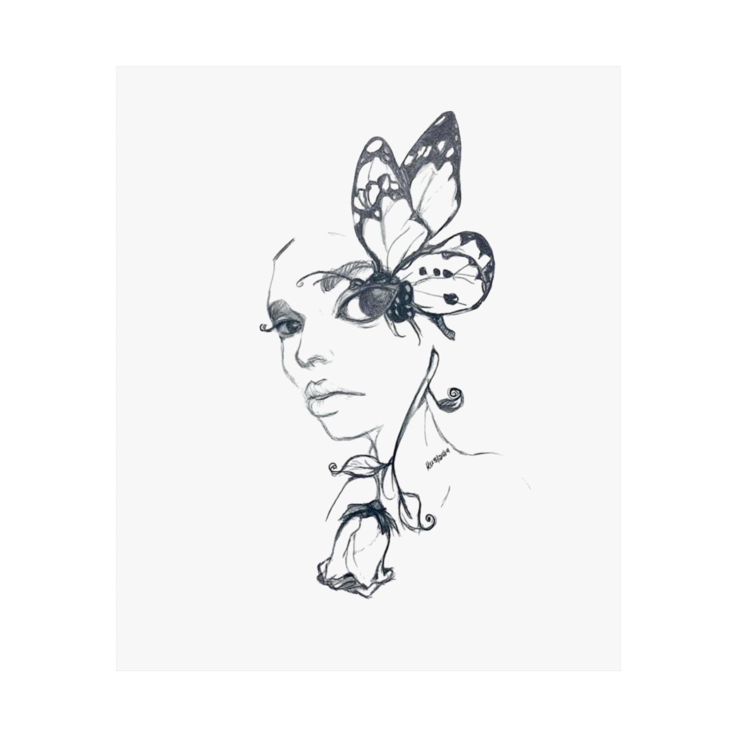 Matte Vertical Posters - Butterfly Rose Girl
