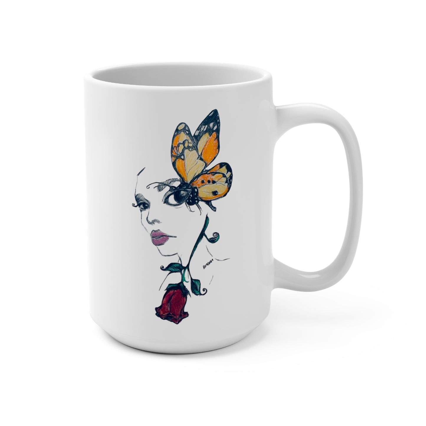 Mug 15oz - Butterfly Rose Lady