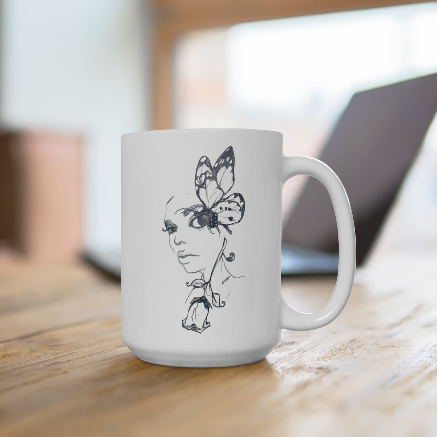 Mug 15oz - Butterfly Rose Lady