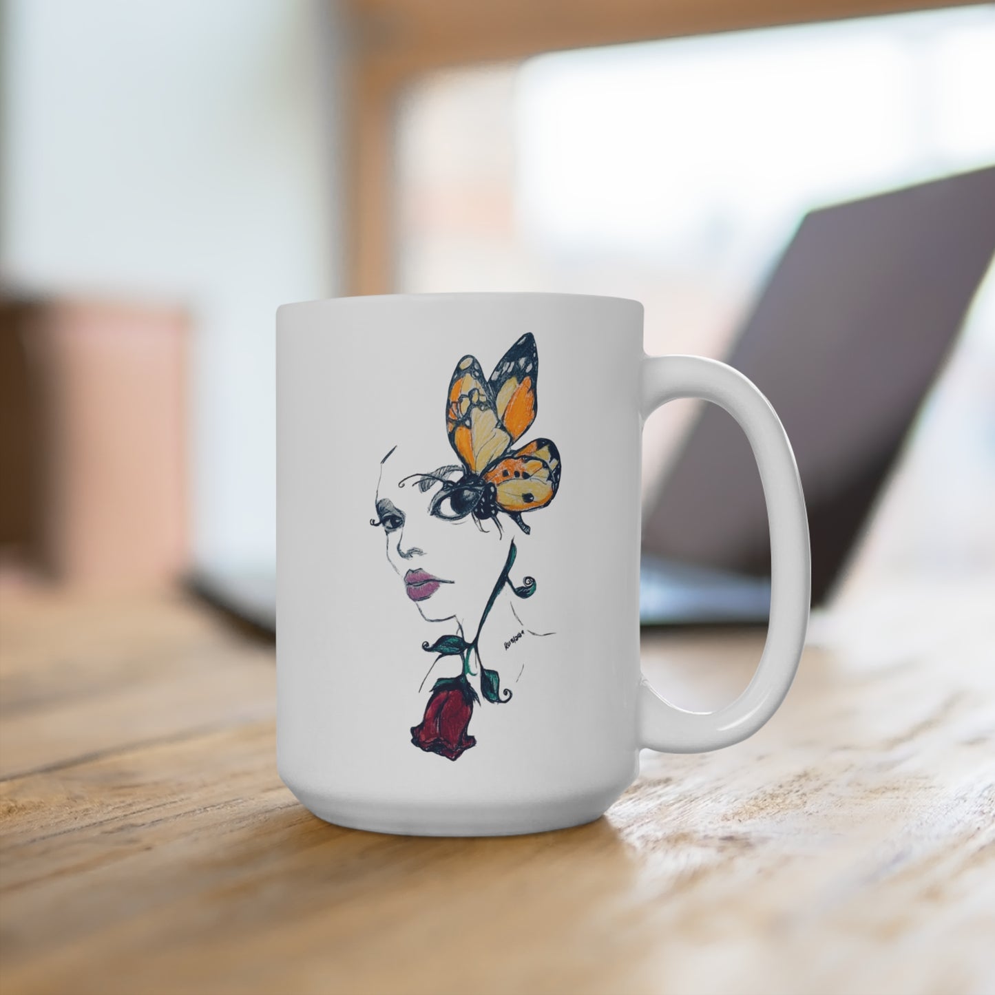 Mug 15oz - Butterfly Rose Lady