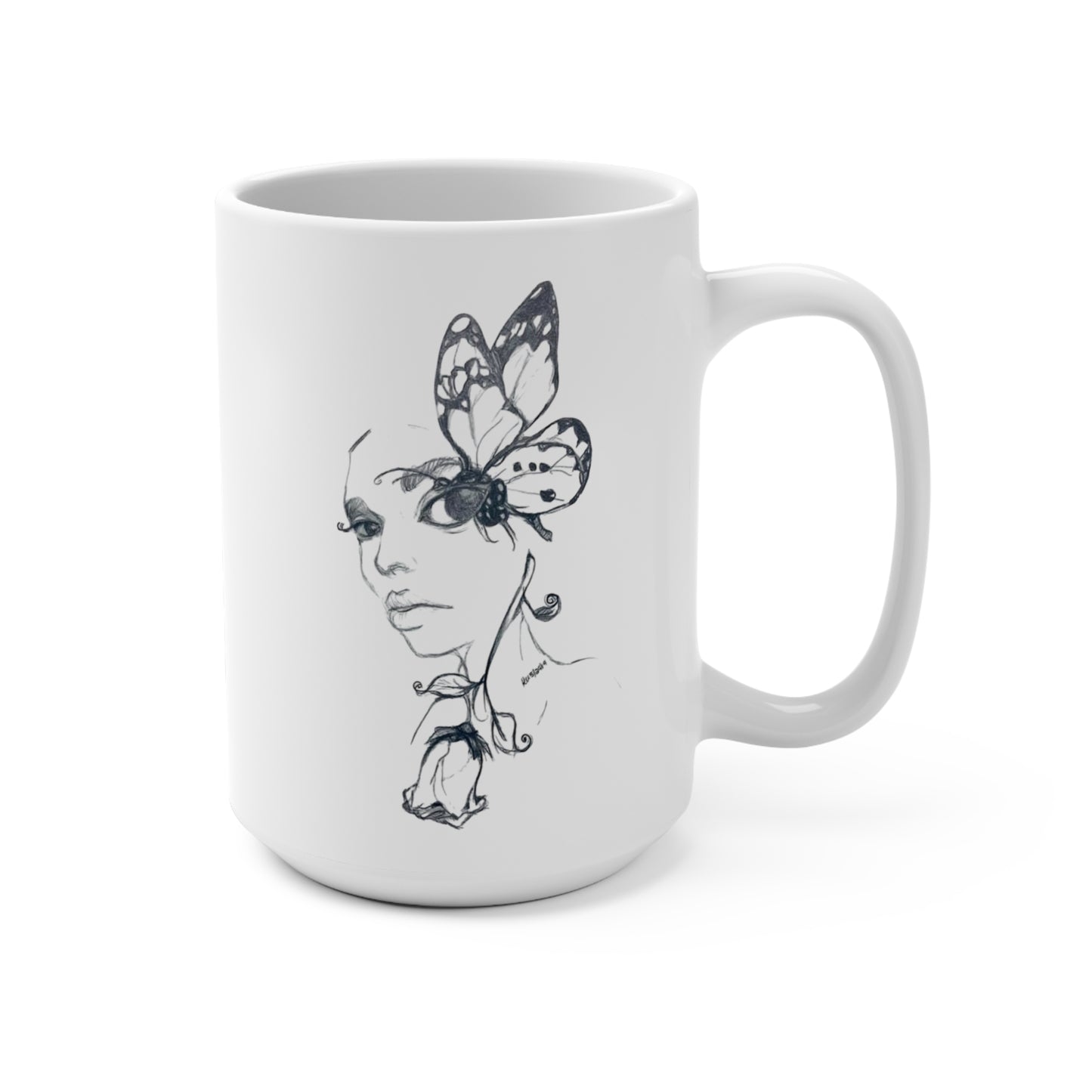 Mug 15oz - Butterfly Rose Lady